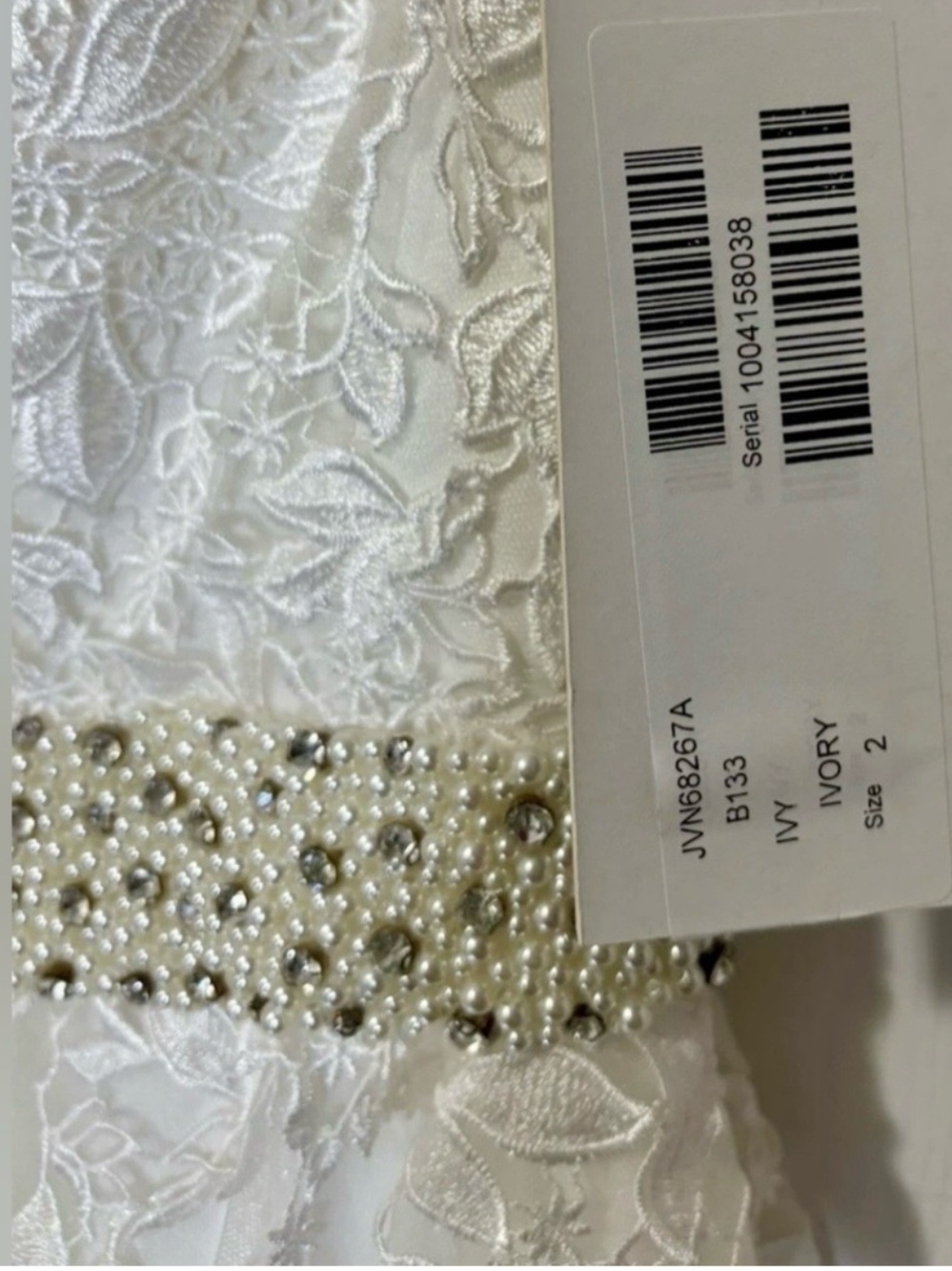 Jovani Floral Bridal Prom Cocktail Dress Tulle Skirt Ivory Size 2 #JVN68267 - Picture 7 of 10